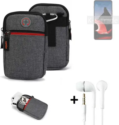 Produktbild von K-S-Trade Gürteltaasche + Kopfhörer kompatibel mit Motorola ThinkPhone Handy Tasche Holster Schutz Hülle Handy Hülle grau Zusatzfächer 1x