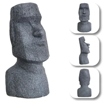 Produktbild von Moai Kopf Skulptur Büste Statue Deko Osterinsel Figur Gartenfigur Rapa Nui Mystik Eyecatcher Sage Grau - 78 cm Höhe
