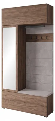 Obrázek produktu pro Skříň do předsíně se zrcadlem a čalouněným sedákem, model "Orzech Villa"