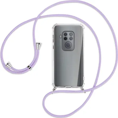 Produktbild von Handykette Backcover-Schutzhülle mit Band (Metall silberfarben) für Motorola One Zoom, One Pro - violett