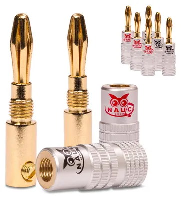 Produktbild von Bananenstecker 4mm NAUC 8x schraubbar vergoldet Lautsprecher Boxen Kabel Stecker