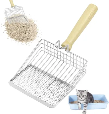 Produktbild von Katzenklo Schaufel Metall, Katzenstreuschaufel mit Langem Griff, Katzenschaufel fš¹r Katzenklo, Tiefer Katzenschaufel, Katzenstreu Schaufel Gro?e, fš¹r Katzenstreu Klumpstreu