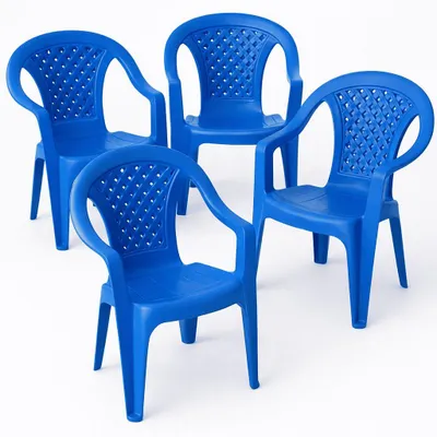 Produktbild von 4 x Kinderstuhl Gartenstuhl Stuhl für Kinder Garten Terrasse Plastik Stühle Blau