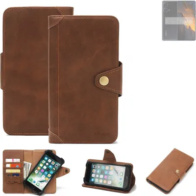 Produktbild von K-S-Trade Handyhülle kompatibel mit POCO F5 Schutz Hülle Walletcase Bookstyle Tasche Case Handytasche Wallet Flipcase Cover PolyurethanBraun (1x)