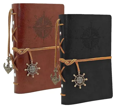 Produktbild von BetterJonny 2 Pack Leder Notizbuch A5, Retro Notizbuch aus Leder Vintage Spiralbindung Tagebuch Nachfüllbares Tagebuch Reisetagebuch Skizzenbuch für Männer und Damen, Schwarz und Braun