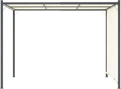 Produktbild von Pergola Mit Verstellbarem Dach Cremeweiß 3x3 M Stahl | Pulverbeschichteter Stahl, Polyesterdach Mit Pa-Beschichtung, Wasserabweisend, Inklusive Erdanker