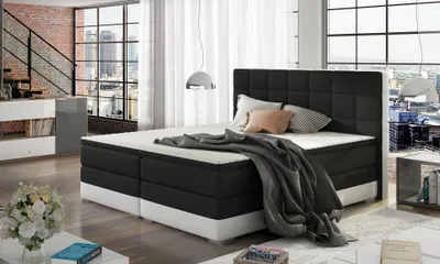 Produktbild von Boxspringbett Doppelbett 180x200 NORELLO - schwarz/weißes
