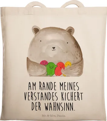 Produktbild von Mr. & Mrs. Panda Tote Bag Bär Gefühl - Transparent - Geschenk, Shopping Tasche, Verrückt, Schultasche, Laptoptasche, Einkaufstasche, Wahnsinn, Teddy, Durchgedreht