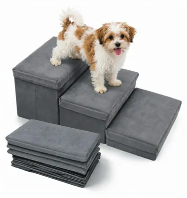 Hundetreppe mit Stauraum, klappbar, 3 Stufen, bis 30 kg belastbar