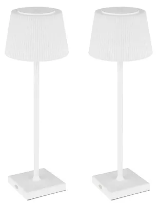 Produktbild von 2er Set LED Tischleuchte, Touchdimmer, USB Akku, Weiß, H 38 cm, IP44
