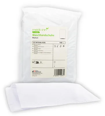 Image de Gants de toilette jetables - 100 pièces - 23 x 15 cm - Blanc