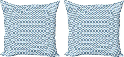 Zdjęcie produktu dla Zestaw poszewek na poduszki ABAKUHAUS Ikat (2 szt.), inspirowany żeglarstwem abstrakcyjny geometryczny wzór w romby, 50 x 50 cm, niebiesko-beżowo-biały
