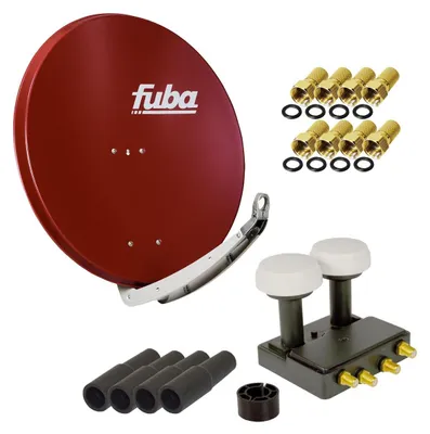 Produktbild von FUBA SAT Anlage DAA 850 R ALU Rot PremiumX Quad Monoblock 8x F-Stecker 4x Tülle