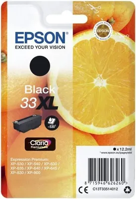 Zdjęcie produktu dla Wkład Atramentowy EPSON 33XL, Czarny, Oranges, Claria Premium Ink, 530 stron, XP-530, XP-630, XP-635, XP-830