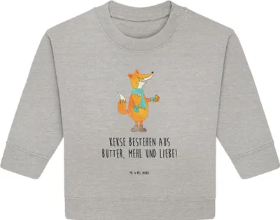 Produktbild von Mr. & Mrs. Panda Organic Baby Pullover Fuchs Keks 24. - 36. Monat - Heather Grey - Geschenk, Weihnachtlich, glücklich, Weihnachten, Plätzchen, Frieren, Bullover, Winter
