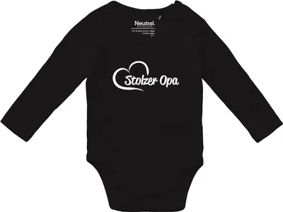 Produktbild von Huuraa Baby Body Stolzer Opa Herz 68 Black  Baumwolle Fairtrade Langarmbody Geschenkidee
