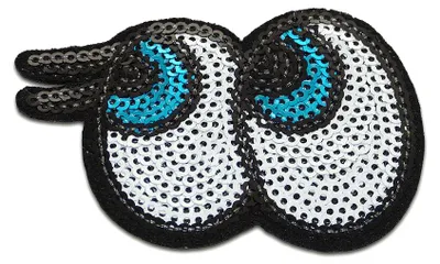 Produktbild von Augen Mit Pailletten - Aufnäher, Bügelbild, Aufbügler, Applikationen, Patches, Flicken, Zum Aufbügeln, Größe: 7,4 x 4,6 cm