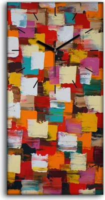 Produktbild von Küche Wohnzimmer Wand Leinwand Uhr Quarz 30x60 Malerei Abstrakte Kunst Bunt - schwarze Hände