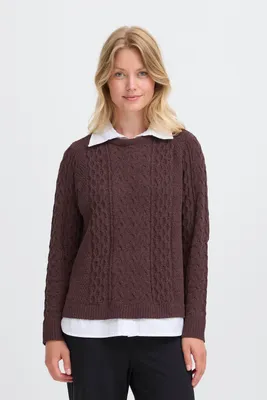 Image de OXMO OXFSANVIPolyuréthane1 : Pull en tricot pour femmes, maille fine, coupe classique