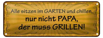 Produktbild von Blechschild alle chillen Papa muss grillen, 27 x 10 cm, Blechschilder Spruch Bier Beer