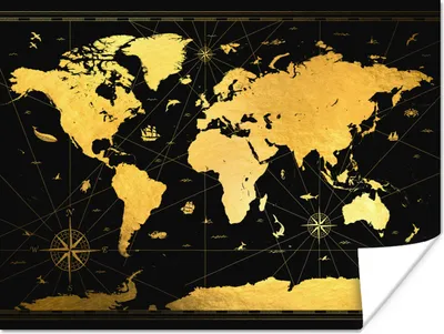 Produktbild von MuchoWow® Poster Weltkarte - Luxus - Gold 160x120 cm - Foto Plakat