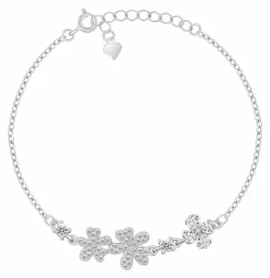Produktbild von Charmantes Silberarmband mit Zirkonblumen und vierblä ttrigem Kleeblatt BRC244W