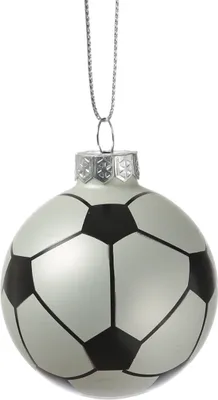Weihnachtsbaumschmuck Fußball - Christbaumschmuck - Glas - D: 5,6cm - schwarz, weiß