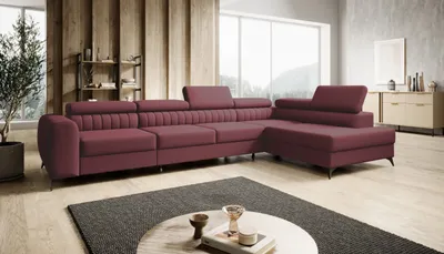 Produktbild von Moderne Ecksofa PIERRO MAXI mit einstellbare Kopfstützen, Eckcouch in L-Form mit Schlaffunktion und Bettkaste. Soffa, Bettsofa, Couchgarnitur - Dunkelrosa Whisper 7