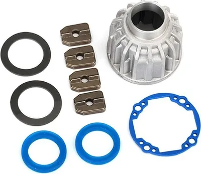 Obrázok produktu pre Traxxas nosič diferenciálu hliníkový predný/stredový, tesnenia diferenciálu + KT