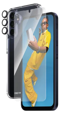 Obrázek produktu pro PanzerGlass ® 3-in-1 Protection Pack Samsung Galaxy A15 | A15 5G | Ultra-Wide Fit w. EasyAligner, Samsung, Samsung - Galaxy new A14, Samsung - Galaxy new A14 5G, Aplikace nasucho, Odolné proti poškrábání, Odolný proti nárazům, Průhledná, 1 kusů