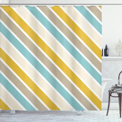 Produktbild von ABAKUHAUS Abstrakt Duschvorhang, Simplistic Artwork of Continuing und bunte Streifen auf einem einfachen Hintergrund, 175 x 180 cm, Mehrfarbig