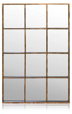 Produktbild von Schwarzer Metall Fenster Wandsppiegel - 90 x 60 cm Spiegel - Vintage Metallrahmen - Schwarz