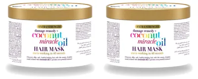 Productafbeelding van 2 x OGX Coconut Miracle Oil haarmasker - voor beschadigd haar - 300 ml - voordeelverpakking - 2 stuks