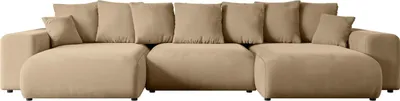 Produktbild von ALTDECOR Ecksofa mit Schlaffunktion und Bettkasten Corner Sofa Eckcouch Couch U-Form universal, links/rechts angeordnet Schlafcouch Ausziehbar Wohnlandschaft  ESKAR-U -364x176x72 cm Beige