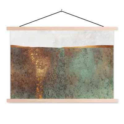 Produktbild von MuchoWow® Textilposter Abstrakt - Luxus - Gold 120x80 cm mit holzfarbenen Rahmen - Aufhängeset