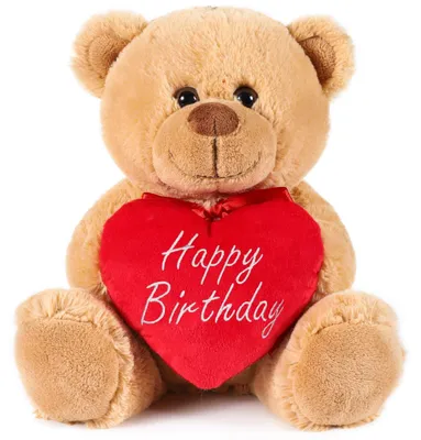 Produktbild von Plüschteddybär Kuscheltier - Hellbraun - 25 cm - Mit rotem Herz - Für Geburtstag
