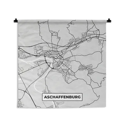 Produktbild von MuchoWow® Wandteppich Wandbehang Karte - Stadtplan - Deutschland - Afschaffenburg - Karte 150x150 cm Tapisserie Dekoration Wandtuch - Wohnaccessoires - Modernes
