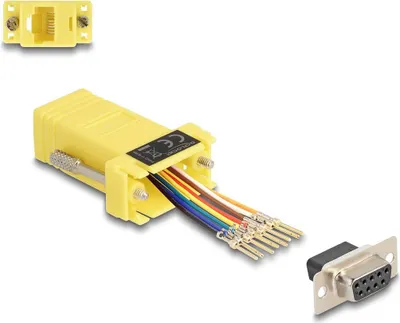 Produktbild von DELOCK Adapter D-Sub9 -> RJ45 Bu/Bu Montagesatz gelb