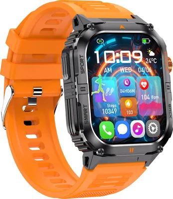 Obrázek produktu pro Chytré sportovní hodinky s fitness trackerem, LED svítilnou, 2,0palcovým displejem, více než 100 sportovními režimy a funkcí BT Call Orange