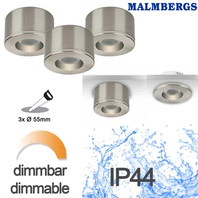 Produktbild von 3er Set LED Spots Einbau & Aufbau dimmbar Alu IP44 55mm MD-31