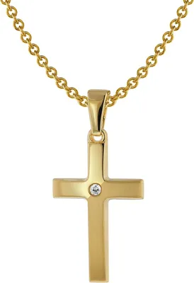 trendor 75426 Kreuz-Anhänger Gold 333 / 8 Karat mit vergoldeter Halskette 1