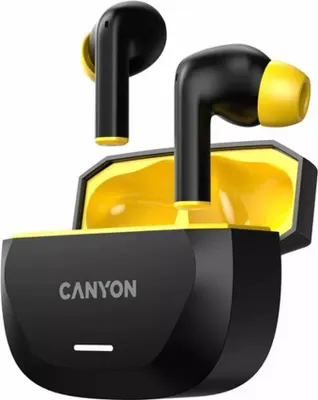 Obrázek produktu pro Bezdrátová sluchátka Canyon, Hexagon 7 TWS, černá/žlutá, Bluetooth, 10 m
