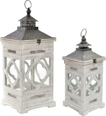 Produktbild von Straßenbeleuchtung Home ESPRIT Weiß Kristall Tanne Ethnisch Araber 26 x 26 x 66 cm (2 Stücke)