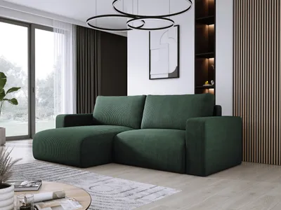 Produktbild von DomoHome Universelles Ecksofa Mit Schlaffunktion Und Bettkasten Weicher Cordstoff Flexibel Stellbar Linkes Layout Schlaffläche: 205x125cm Größe: 247x143x83cm Farbe: Seegrün