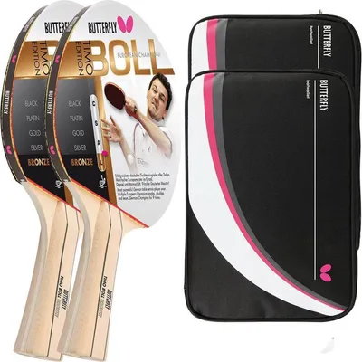 Produktbild von Butterfly 2x Timo Boll Bronze 85010 Tischtennisschläger + 2x Tischtennishülle Drive Case II