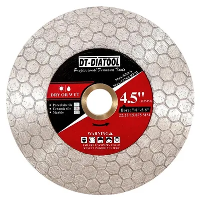 Image de Disque diamanté de 115 mm pour carrelage, céramique, marbre et pierre artificielle. Adapté pour les coupes à sec et à l'eau. Hauteur du segment diamanté : 25 mm
