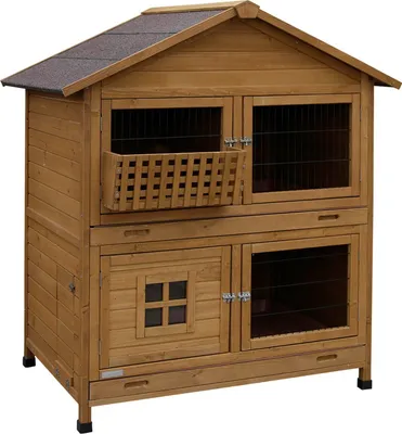 Image de Kerbl Clapier pour rongeurs Südtirol pour petits animaux, 4 portes frontales, clapier pour lapins avec 2 niveaux