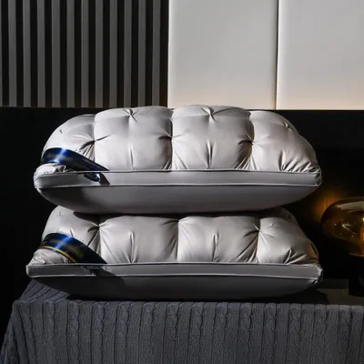 Produktbild von 2er-Set Kissen, Kopfkissen für den Hausgebrauch, hohes Nackenstützkissen, Schlafkissen für Zuhause, Hotelkissen Grau L74×B48xH15cm 【NTJDZT74】