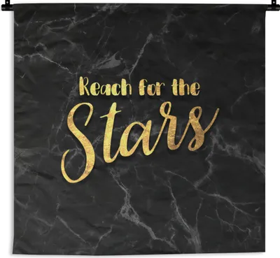 Produktbild von MuchoWow® Wandteppich Wandbehang Zitat - Sterne - Gold - Marmor 150x150 cm Tapisserie Dekoration Wandtuch - Wohnaccessoires - Modernes