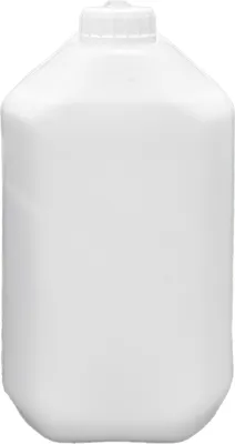 A white plastic bottle with a white cap.